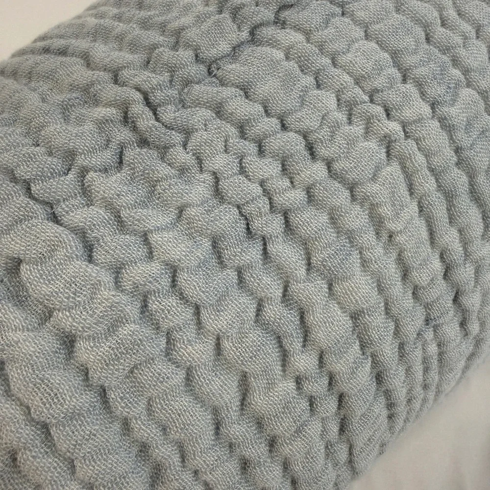 Pottery Barn Cloud Linen Cotton Duvet Cover Full Queen Light Blue Textured Gauze